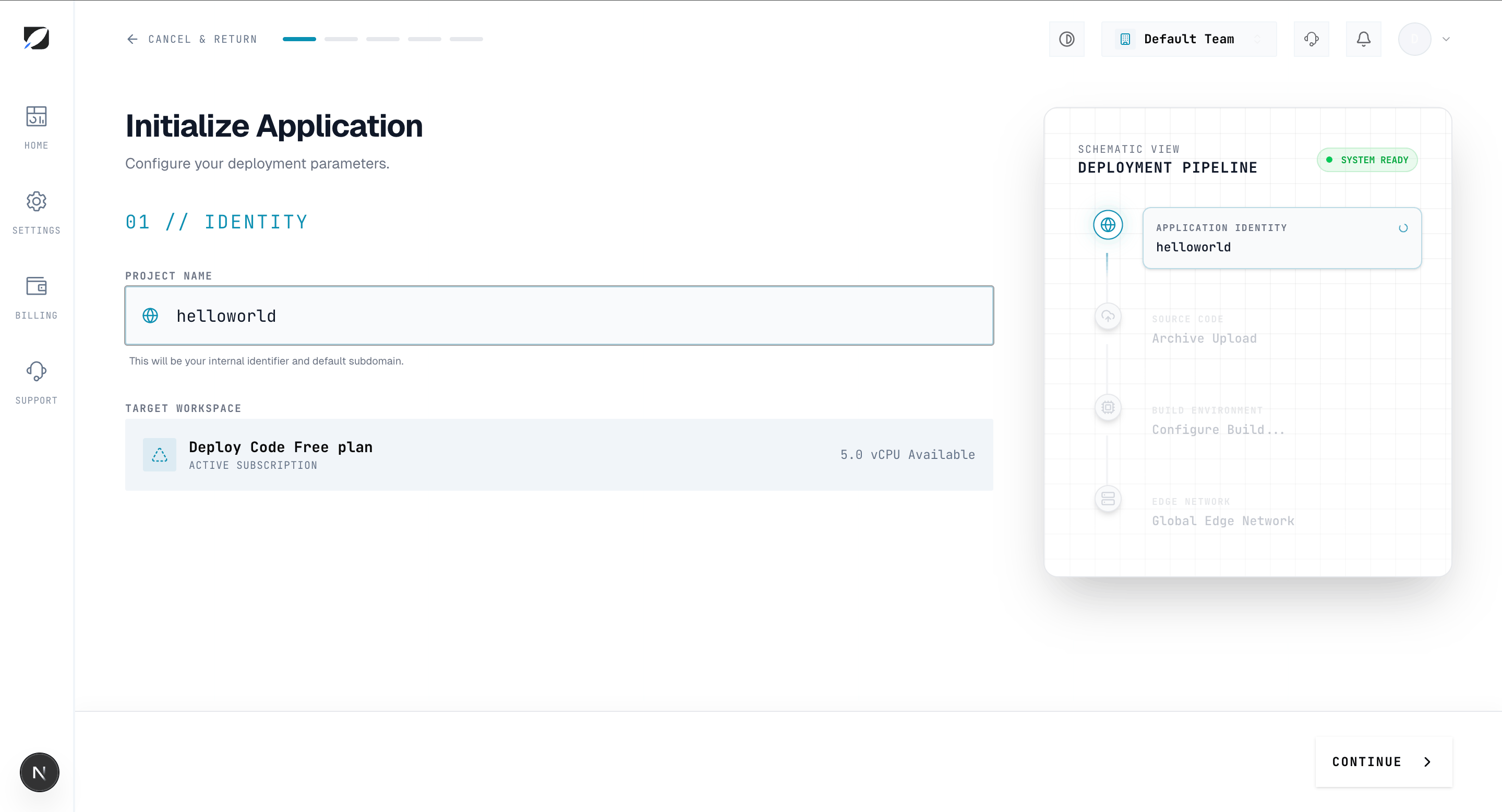 New app wizard